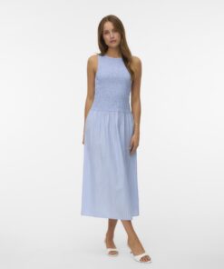 Vero Moda VMLeya 7/8 Stripe Smock Dress Brunnera Blue