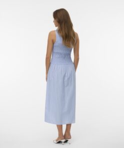 Vero Moda VMLeya 7/8 Stripe Smock Dress Brunnera Blue