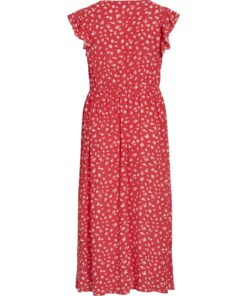 Vila VIHibiki Bis V-Neck Midi Dress Hibiscus