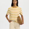 Selected Femme SLWEssential Stripe Boxy Tee Ochre