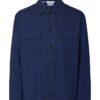 Selected Homme SLMOtto Leroy Linen Blend Overshirt Ocean Cavern
