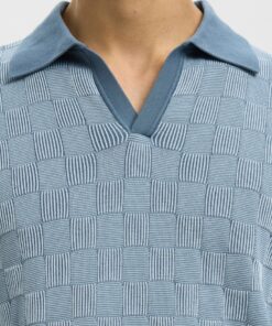 Selected Homme SLHMilas Knit Relaxed Color Open Polo Blue Mirage