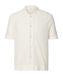 Selected Homme SLHShane Open Struc Polo Cardigan Egret