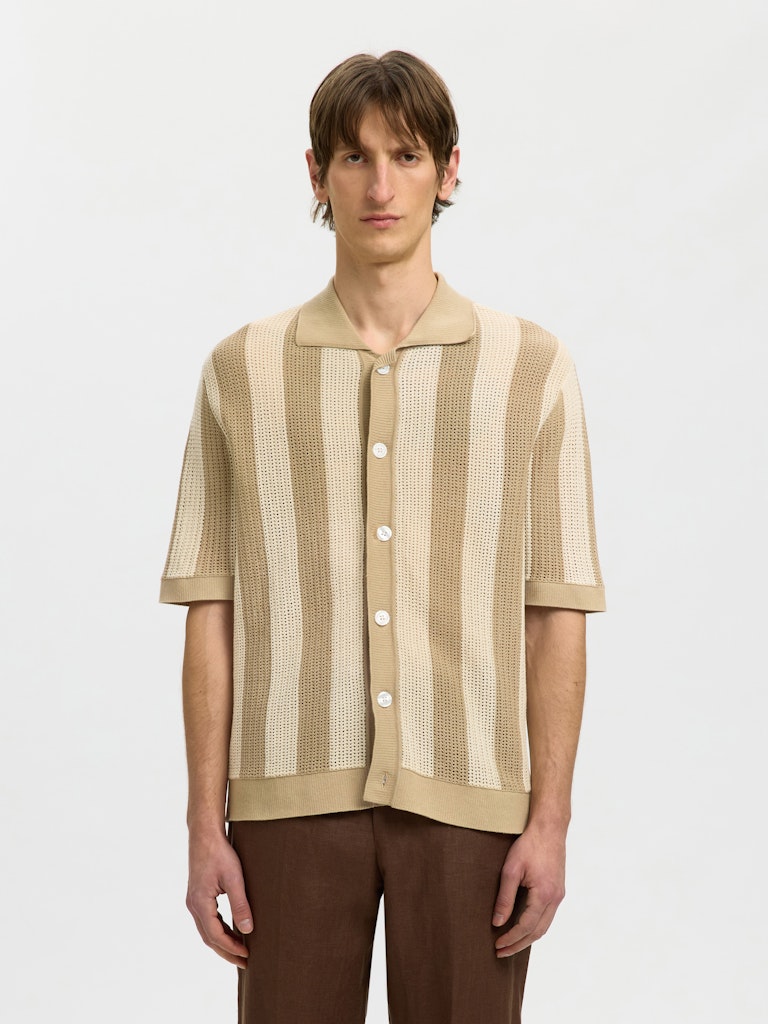 Selected Homme SLHShane Open Struc Polo Cardigan Birch