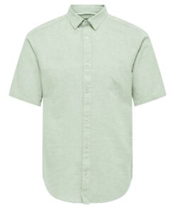 Only & Sons ONSCaiden Life Solid Linen Bleng Shirt Quiet Green