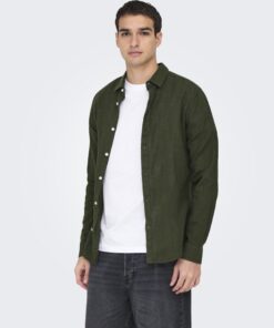 Only & Sons ONSCaiden Life Solid Linen Bleng Shirt Kambaba