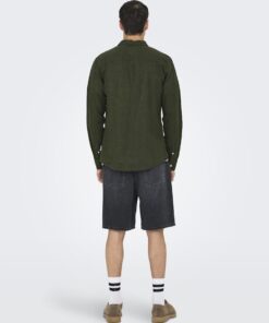 Only & Sons ONSCaiden Life Solid Linen Bleng Shirt Kambaba
