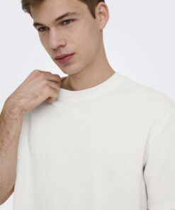 Only & Sons ONSLazio Life Plisse Tee Cloud Dancer