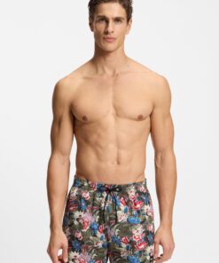 Boss Piranha Swim Shorts with All Over Print Light Green