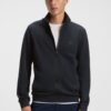 Boss Cotton Jersey Jacket with Logo Badge Dark Blue