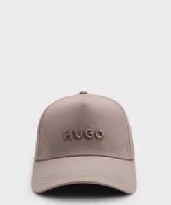 Hugo Jude Cotton Twill Cap with Logo Light Brown