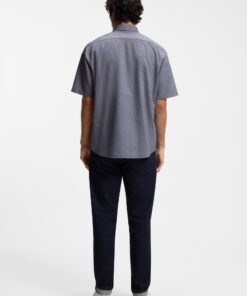 Boss Regular Fit Shirt in Soft Washed Oxford Cotton Dark Blue