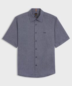 Boss Regular Fit Shirt in Soft Washed Oxford Cotton Dark Blue