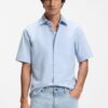 Boss Rash 2 M Regular Fit Shirt in Soft Washed Oxford Cotton Light Blue