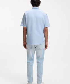 Boss Rash 2 M Regular Fit Shirt in Soft Washed Oxford Cotton Light Blue