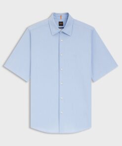 Boss Rash 2 M Regular Fit Shirt in Soft Washed Oxford Cotton Light Blue