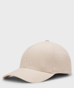 Boss Zed LN Linen Cap with Embroidered Logo Light Beige