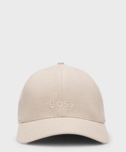 Boss Zed LN Linen Cap with Embroidered Logo Light Beige