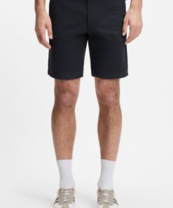 Boss Slim Fit Chino Shorts in Printed Stretch Cotton Dark Blue