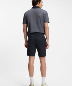 Boss Slim Fit Chino Shorts in Printed Stretch Cotton Dark Blue
