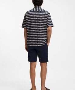 Boss Regular Fit Shirt In Printed Cotton Poplin Blue