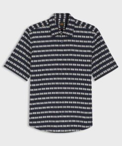 Boss Regular Fit Shirt In Printed Cotton Poplin Blue