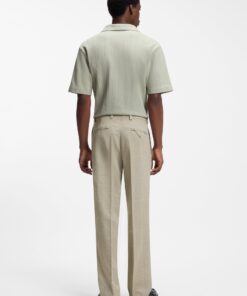 Hugo Flips251X Modern Fit Trousers with Herringbone Weave Beige