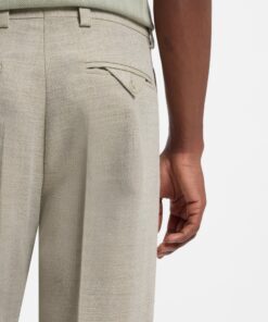 Hugo Flips251X Modern Fit Trousers with Herringbone Weave Beige