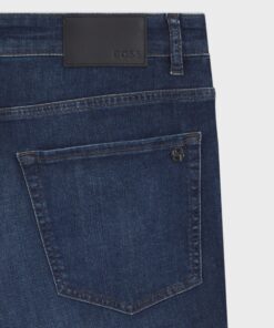 Boss Maine Regular Fit Jeans in Blue Soft Motion Denim Dark Blue
