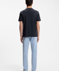 Boss Cotton Jersey T-Shirt with Printed Artwork Dark Blue