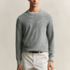 Gant Micro Textured Cotton C-Neck Ceramic Grey