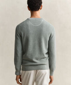 Gant Micro Textured Cotton C-Neck Ceramic Grey