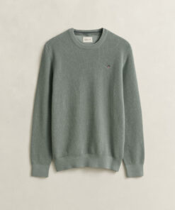 Gant Micro Textured Cotton C-Neck Ceramic Grey
