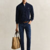 Gant Micro Textured Cotton Half Zip Evening Blue