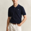 Gant Micro Textured Cotton Polo Evening blue