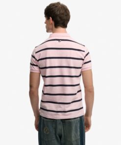 Superdry Vintage Stripe Jersey Polo Light Pink