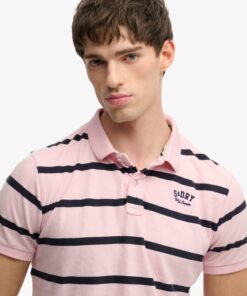 Superdry Vintage Stripe Jersey Polo Light Pink