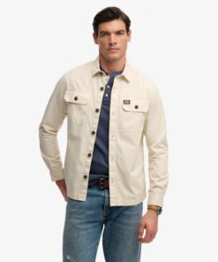 Superdry 2 Pocket Overshirt Oatmel Beige