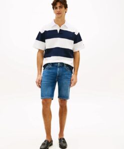 Tommy Hilfiger Denton Faded Straight Leg Denim Shorts Cobalt Blue