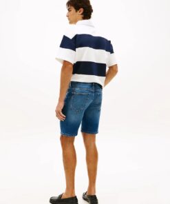 Tommy Hilfiger Denton Faded Straight Leg Denim Shorts Cobalt Blue